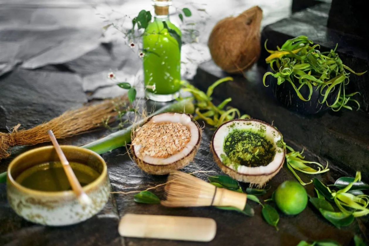 Fivelements Bali detox retreat matcha green tea facial ingredients